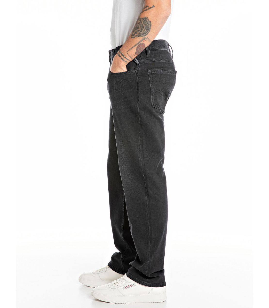 リラックスフィットKIRANブラックストレッチデニム 詳細画像 ブラック 3